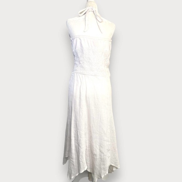 Signature by Sangria White Asymmetrical Halter Neck Sequin Maxi Dress Sz 10 - Picture 4 of 16